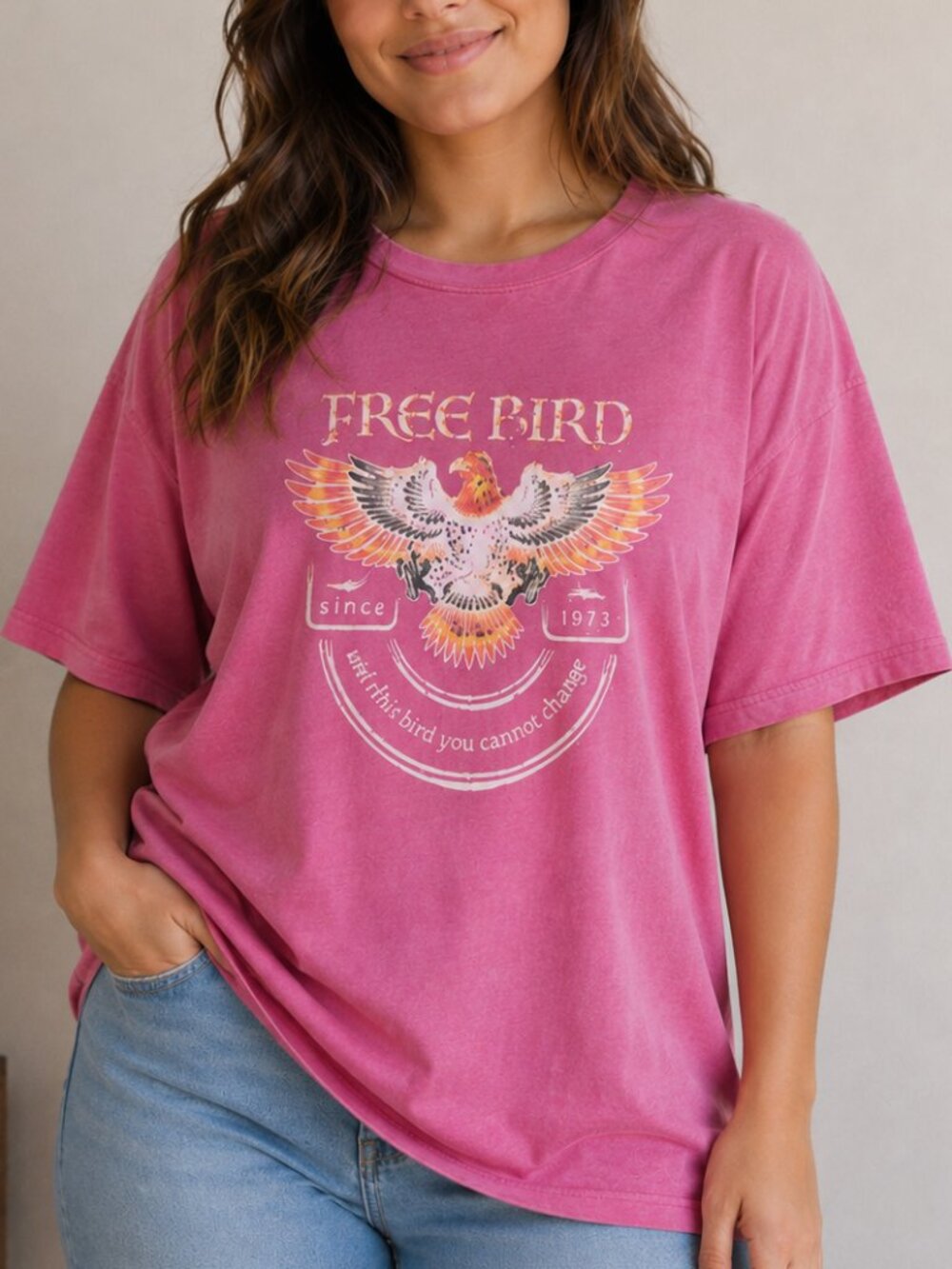 Free Bird Classic Country Rock Graphic Tee Pink XL EUC